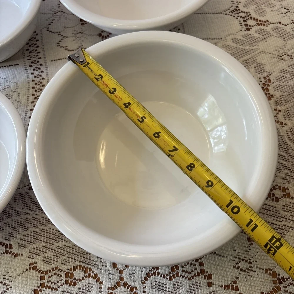 Pier 1 Imports White Glaze Nesting Mixing Bowls ~ Set of 4